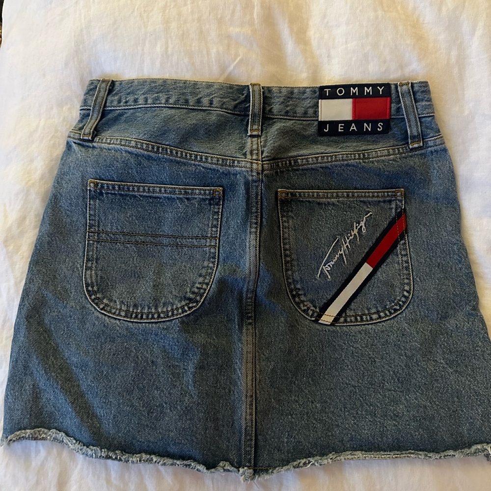 Vintage Tommy Hilfiger Women's Blue Denim Mini Skirt